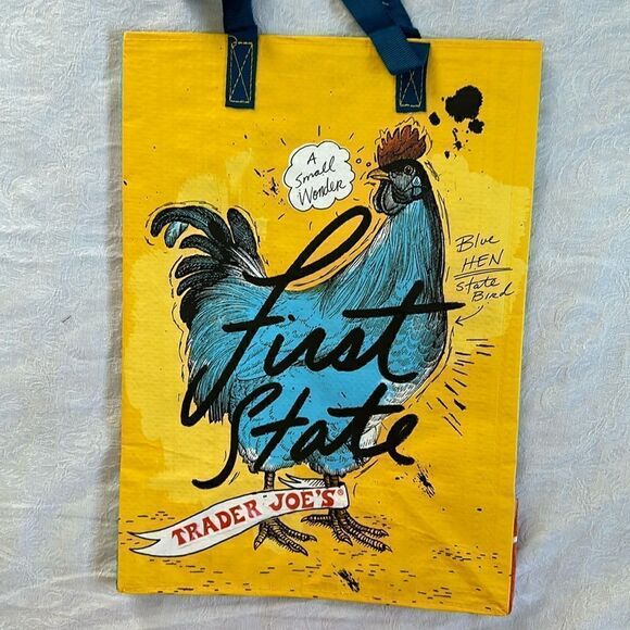 Trader Joe’s Plastic Reusable Shopping Tote Bag 6 Gallon Delaware Collectible - Picture 1 of 14
